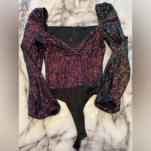 Sequin Bell Sleeve Bodysuit
